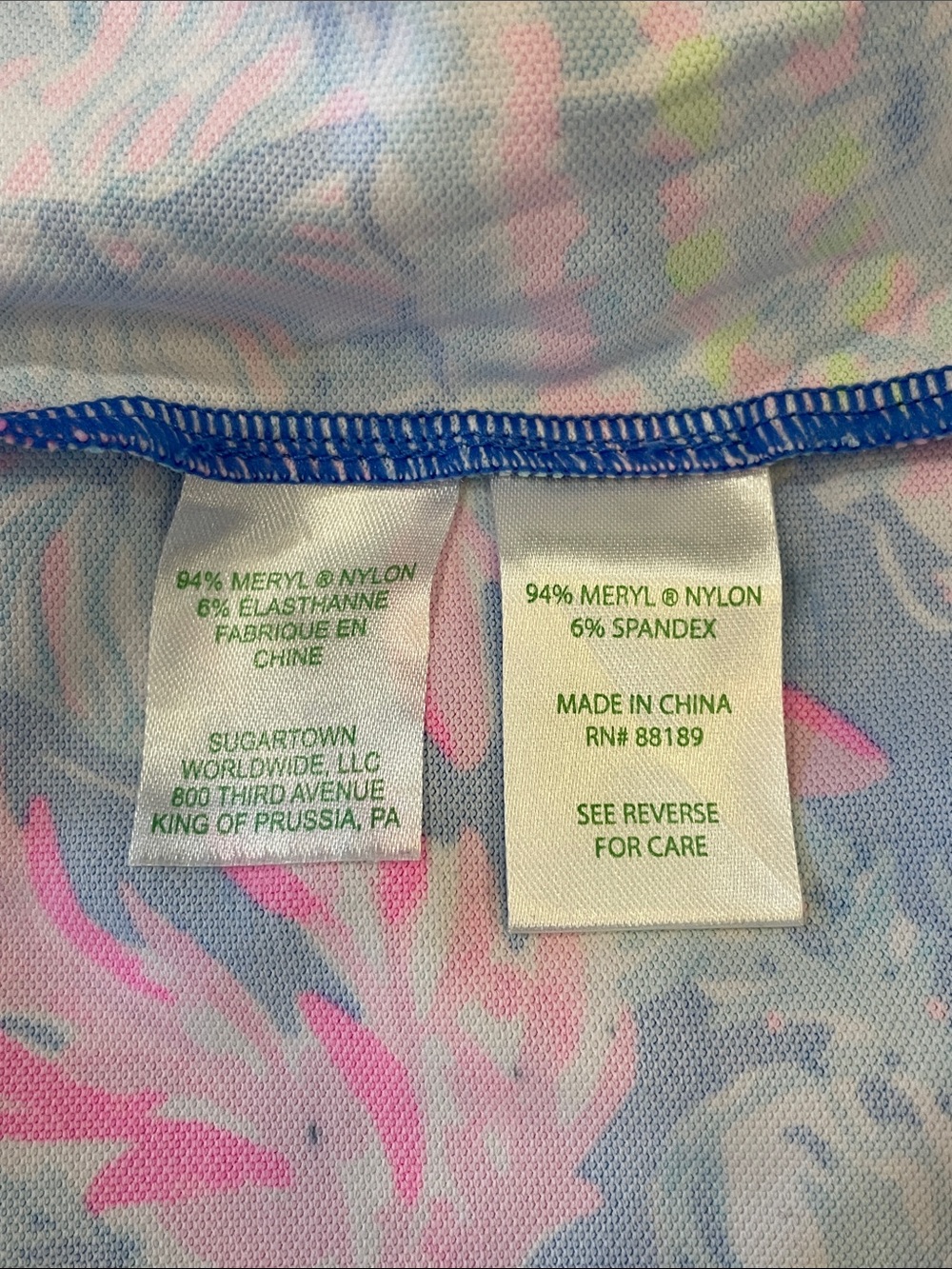 Lilly Pulitzer M Blue & Pink Floral Long Sleeve Dress Spandex-like Fabric - Picture 4 of 4